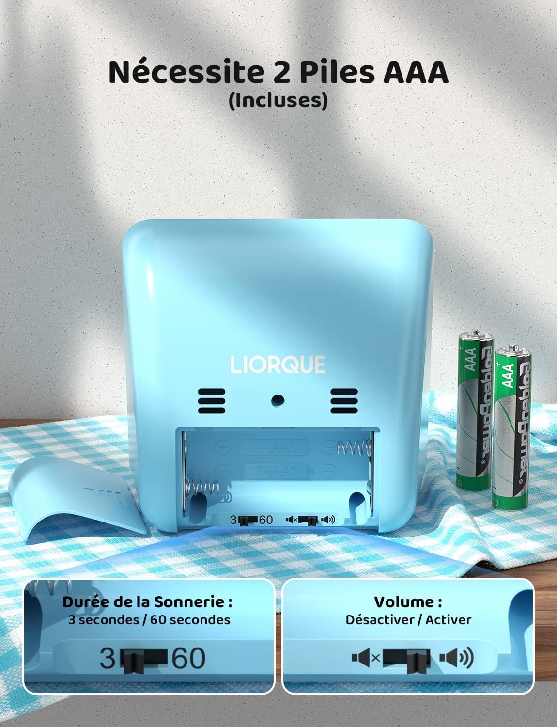 LIORQUE - minuteur visuel enfant - 60 min - silencieux, gestion du temps