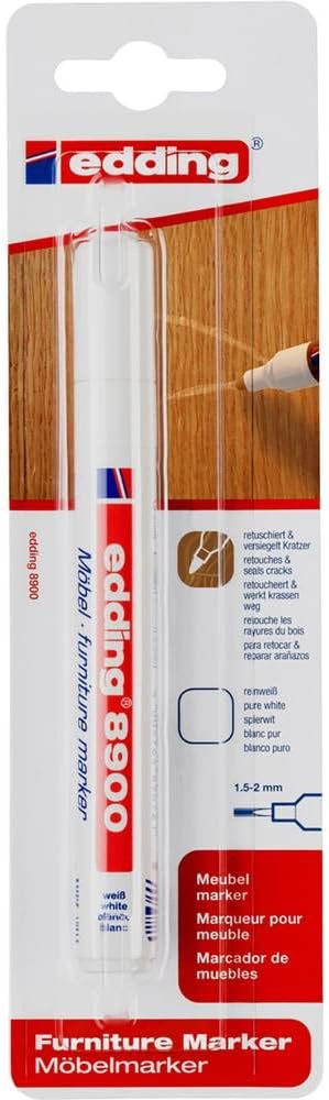 Edding - 8900 - pointe ronde 1,5-2 mm - blanc, corrige rayures meubles