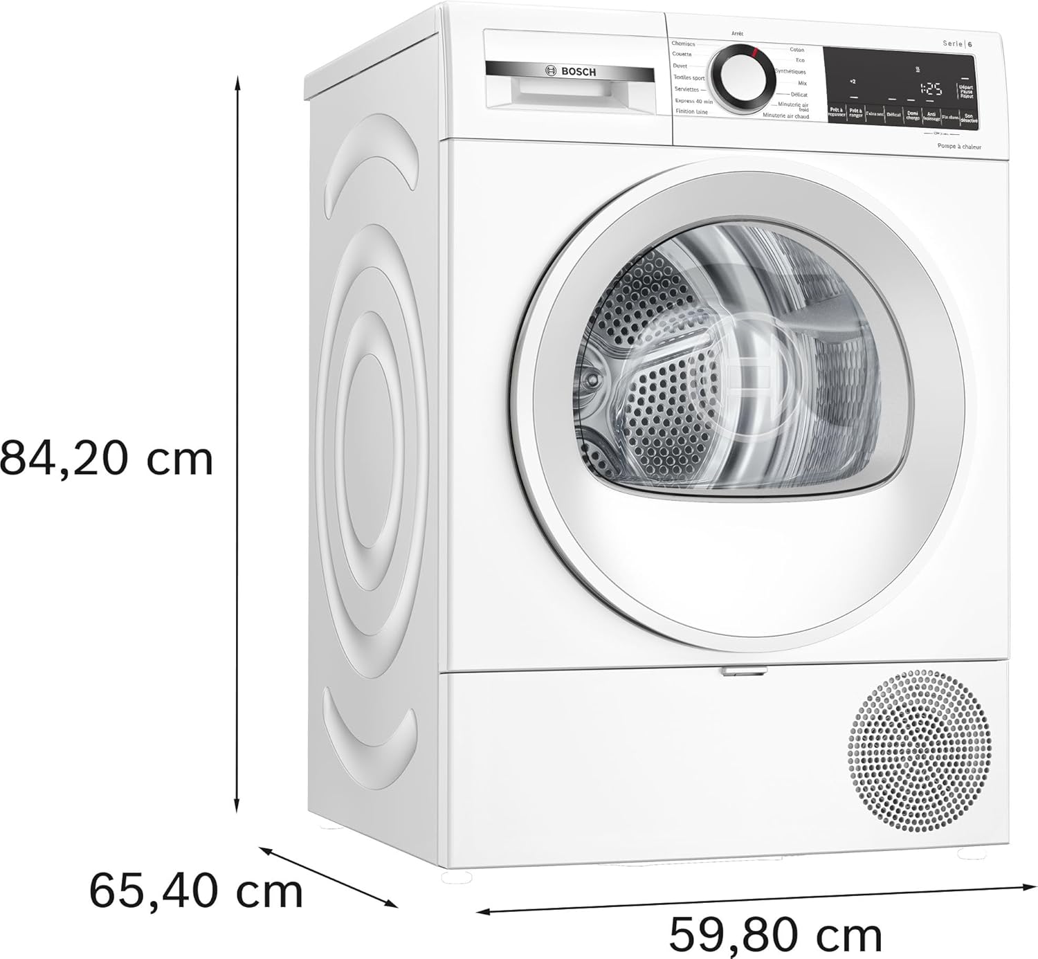 Bosch - Sèche-linge Série 6, 9 kg, pompe à chaleur, blanc WQG1420DFR