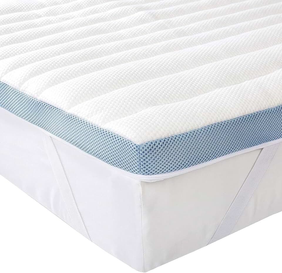 maxxidealz Basics - Surmatelas mousse mémoire - 140x190x5 cm - sangles robustes