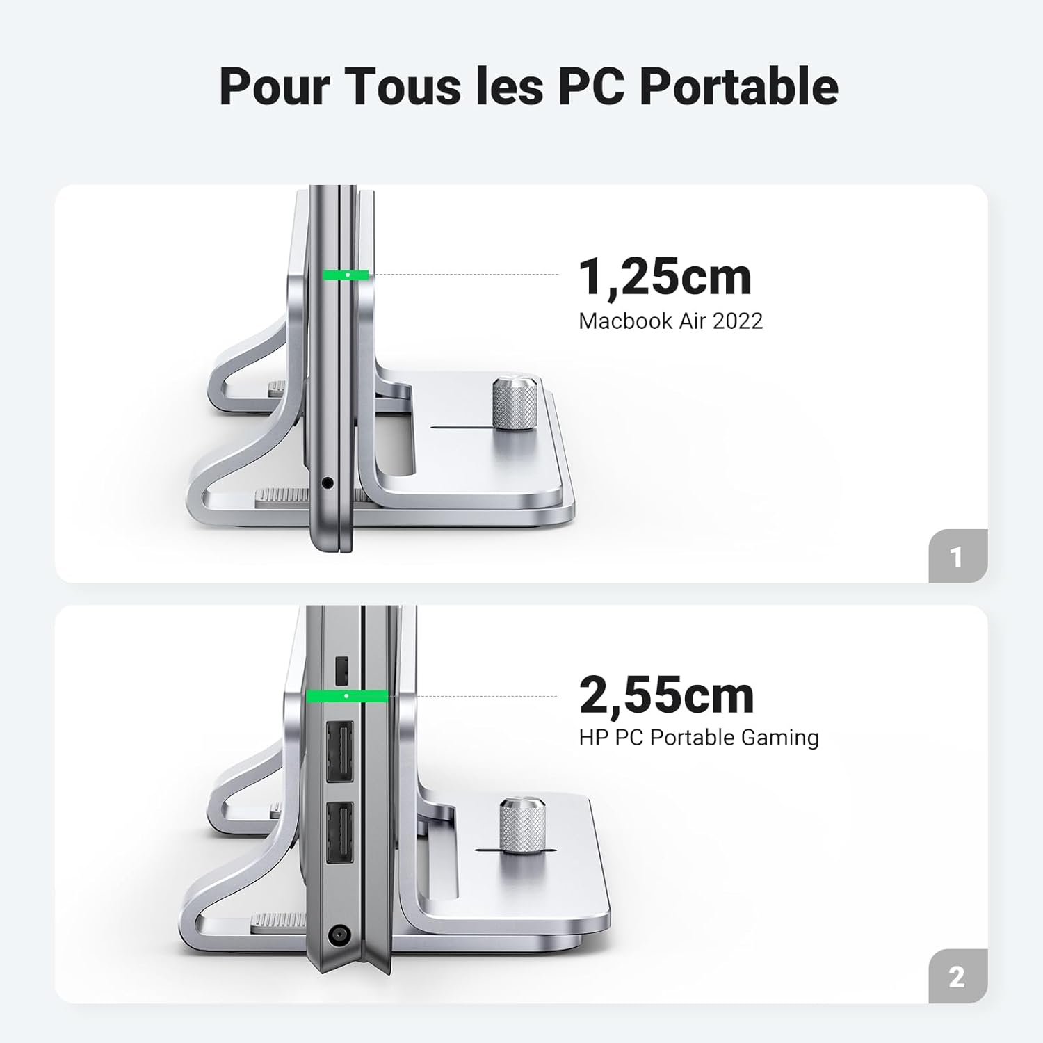 UGREEN - Support Vertical Aluminium - Réglable - MacBook et PC