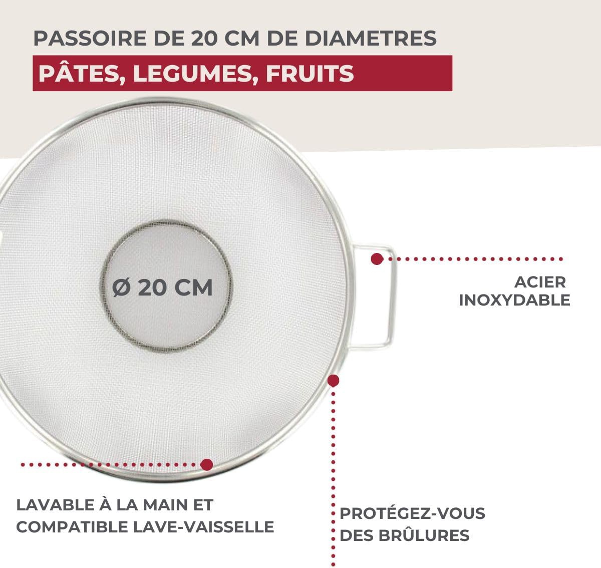 Fackelmann - passoire tamis inox 28331 - 20x9,5cm - acier inoxydable