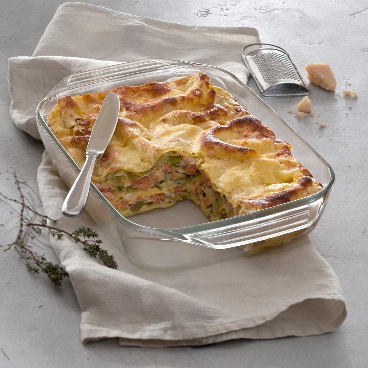 Pyrex - Plat à Four rectangulaire 39x25 cm - Verre borosilicate, ultra-résistant, poignées ergonomiques