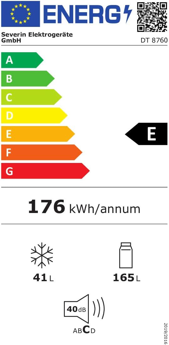 SEVERIN - réfrigérateur congélateur 2 portes, 55 cm, 206L, classe E, Veggibox, DT8760