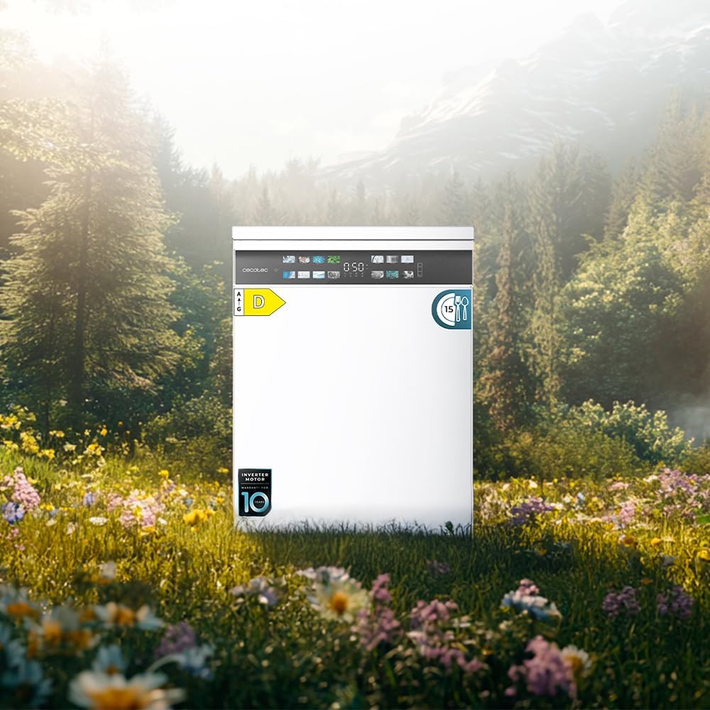 Cecotec - Bolero Aguazero 6210 D - 60cm - lave-vaisselle 15 couverts, écran FullColor XXL, Dual Zone, Aquastop, sécurité