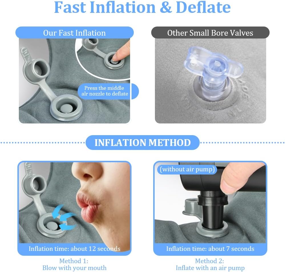 Coussin assise gonflable ergonomique - gris - idéal bureau/voyage