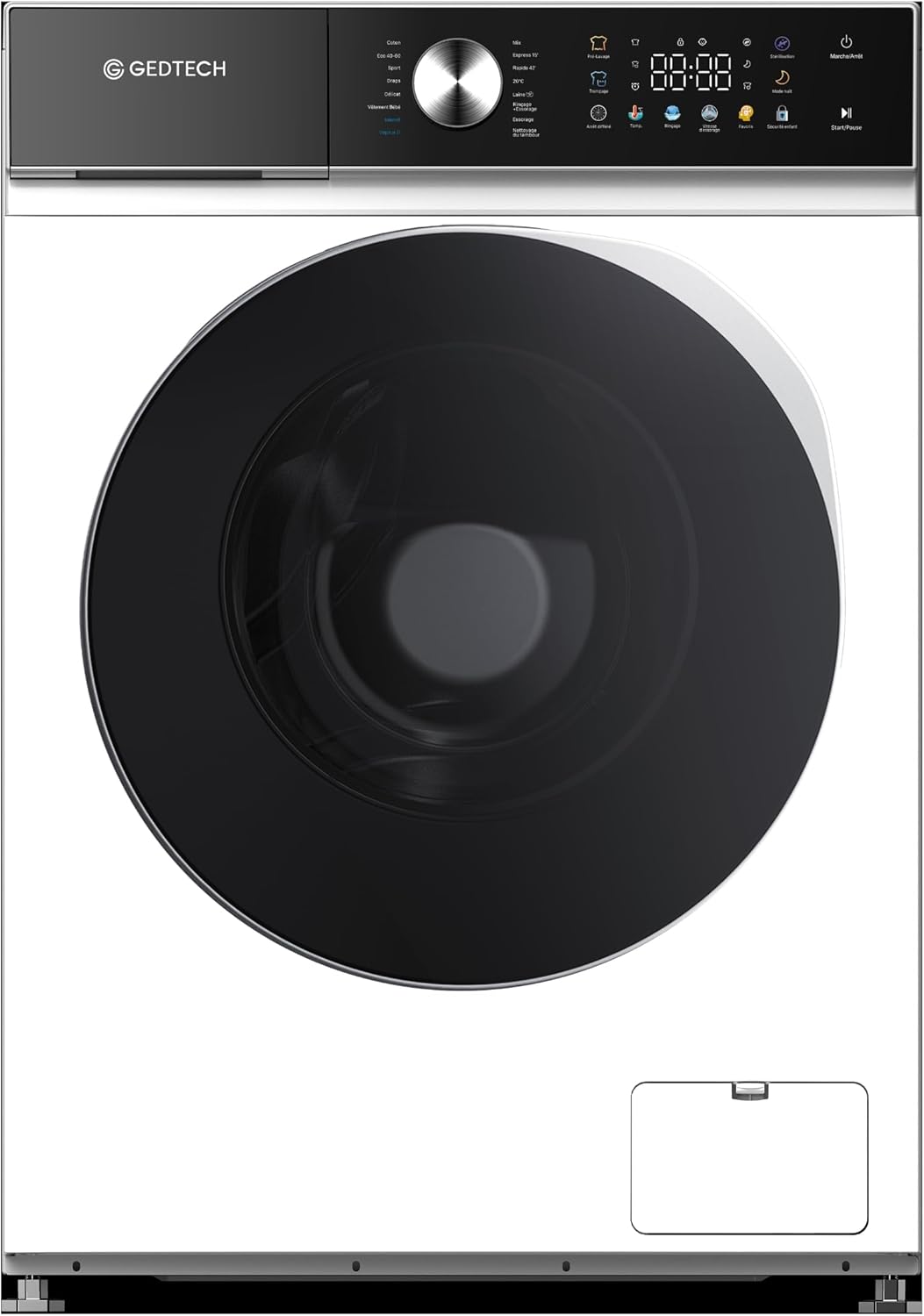 Gedtech lave-linge frontal 10kg, 1400 trs/min, LED, eco, GLLPS101400WH