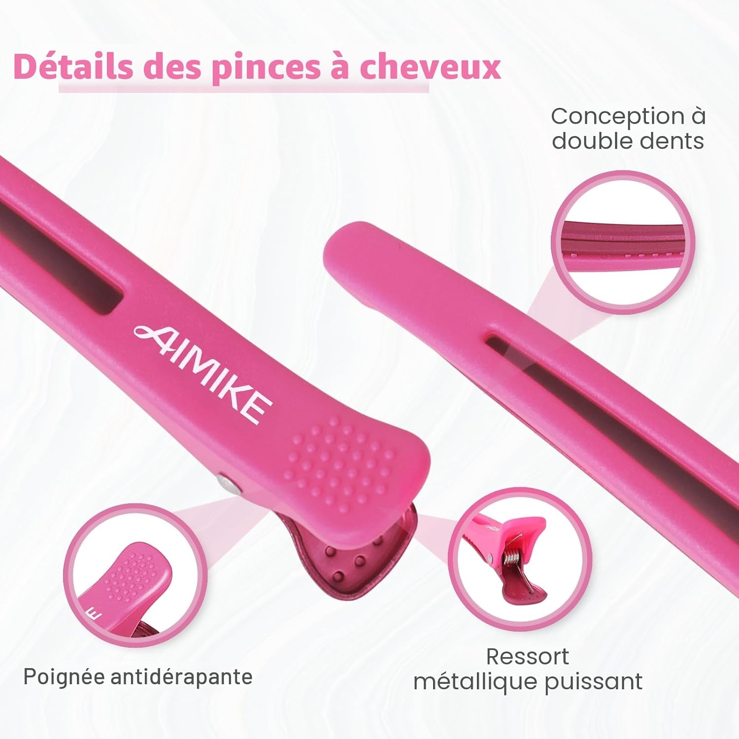 AIMIKE - Pince à cheveux sectionnement 12pcs - antidérapantes, sans trace, bec de canard, néon