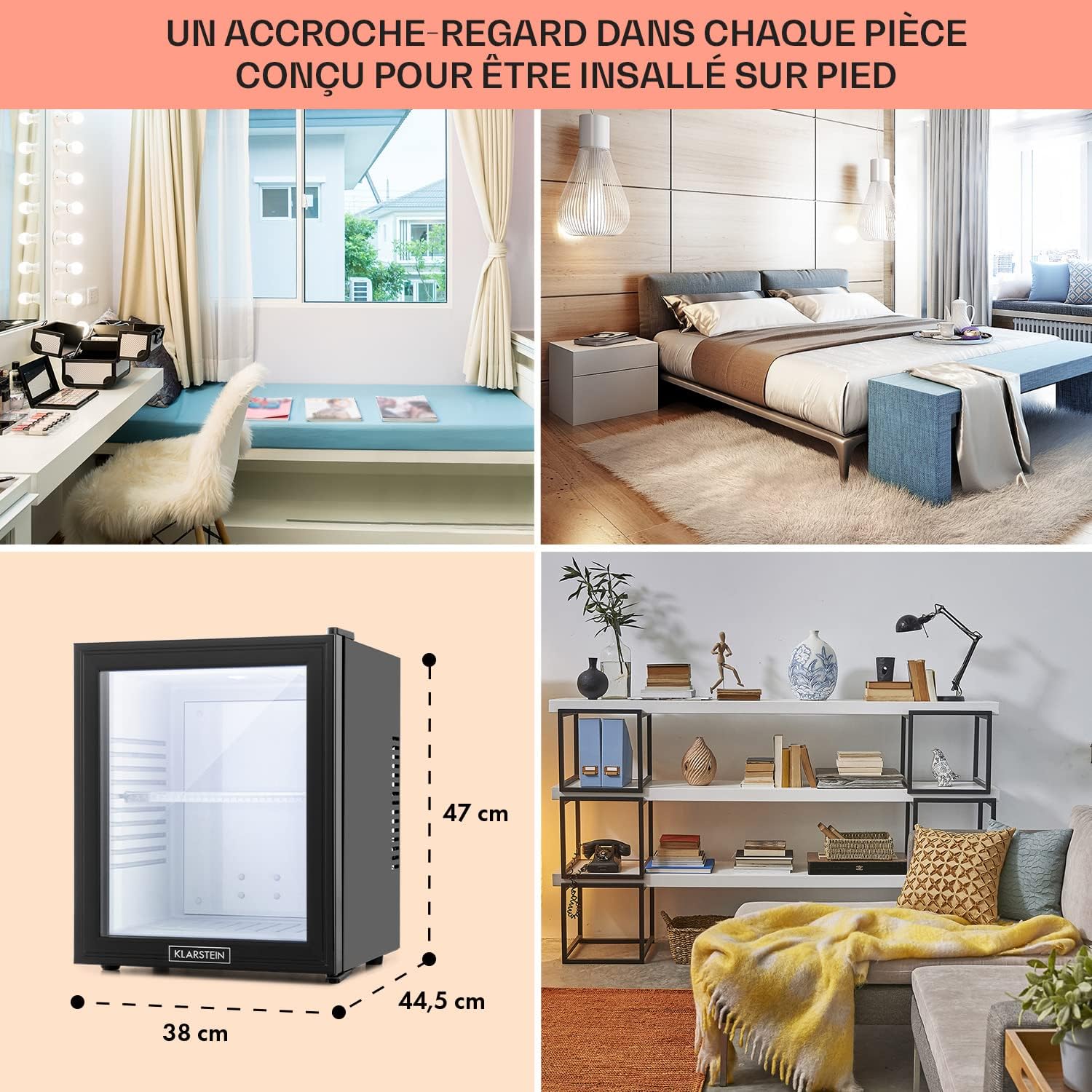 Klarstein - Frigo de chambre 32L - silencieux, étagères réglables, 12-18°C