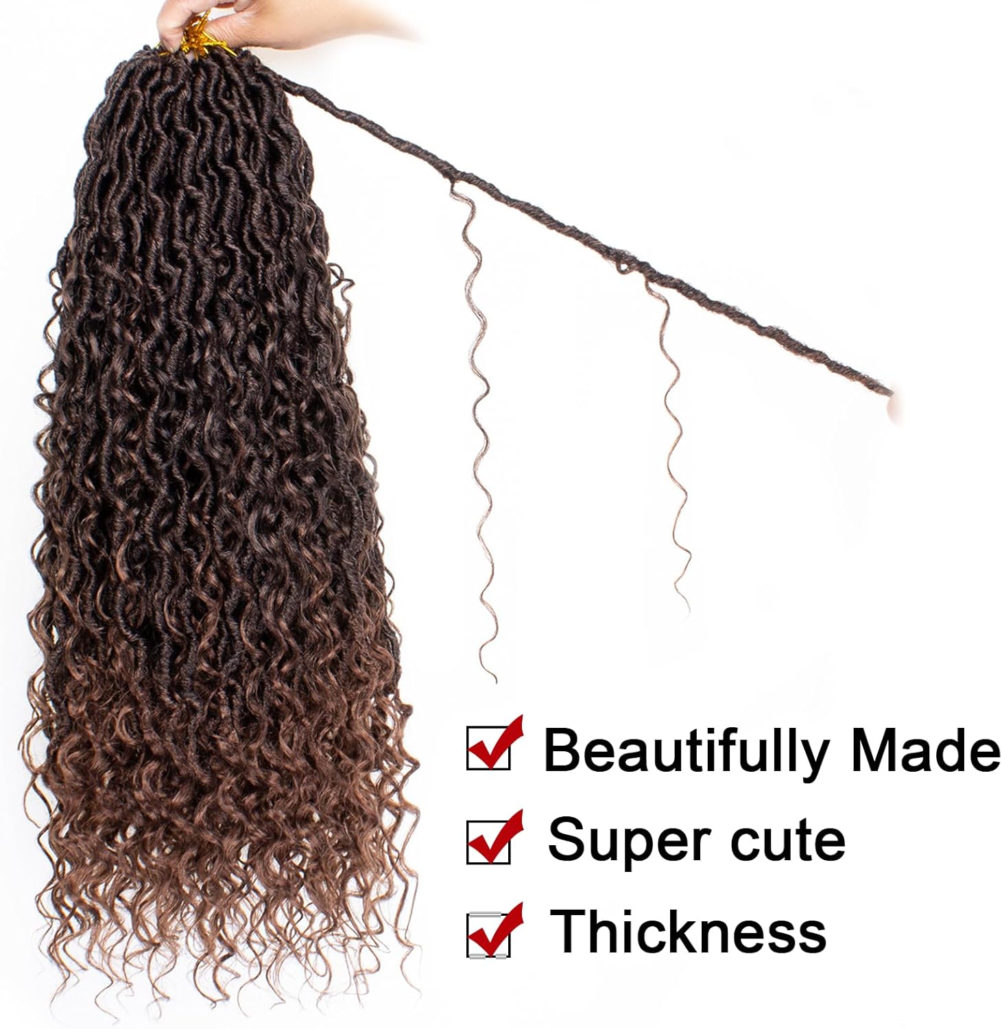 Xtrend - Bohemian Faux Locs - 24 pouces - 8 packs, wavy, pré-bouclés, 12 mèches - T30#