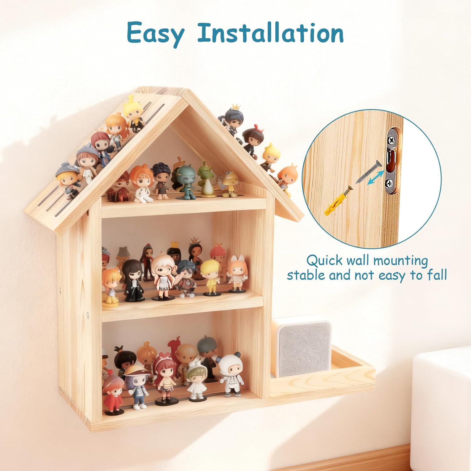 Étagère enfant - maison - grande capacité 85 figurines - murale/table