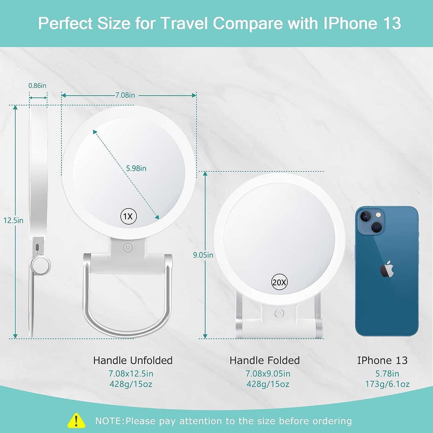 B Beauty Planet - miroir grossissant double face 20x/1x - éclairage LED, écran tactile