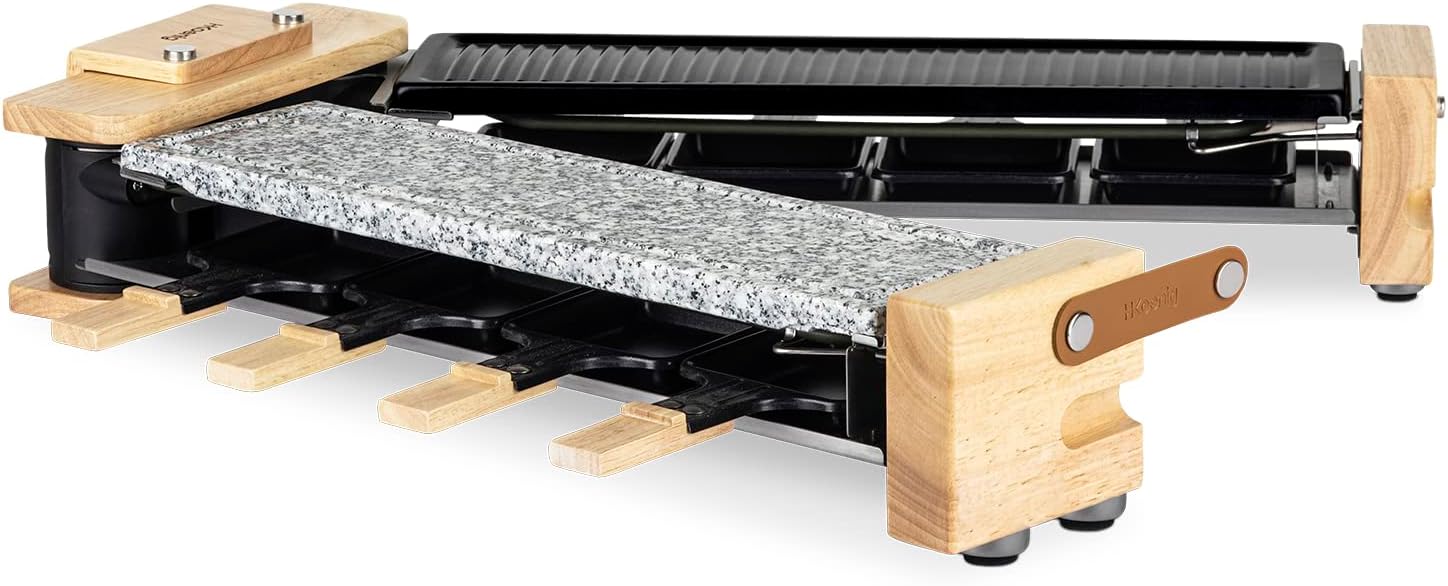 H.Koenig - WOD360 - raclette 8 personnes, 1400W, pierre granit, socle pivotant 180°