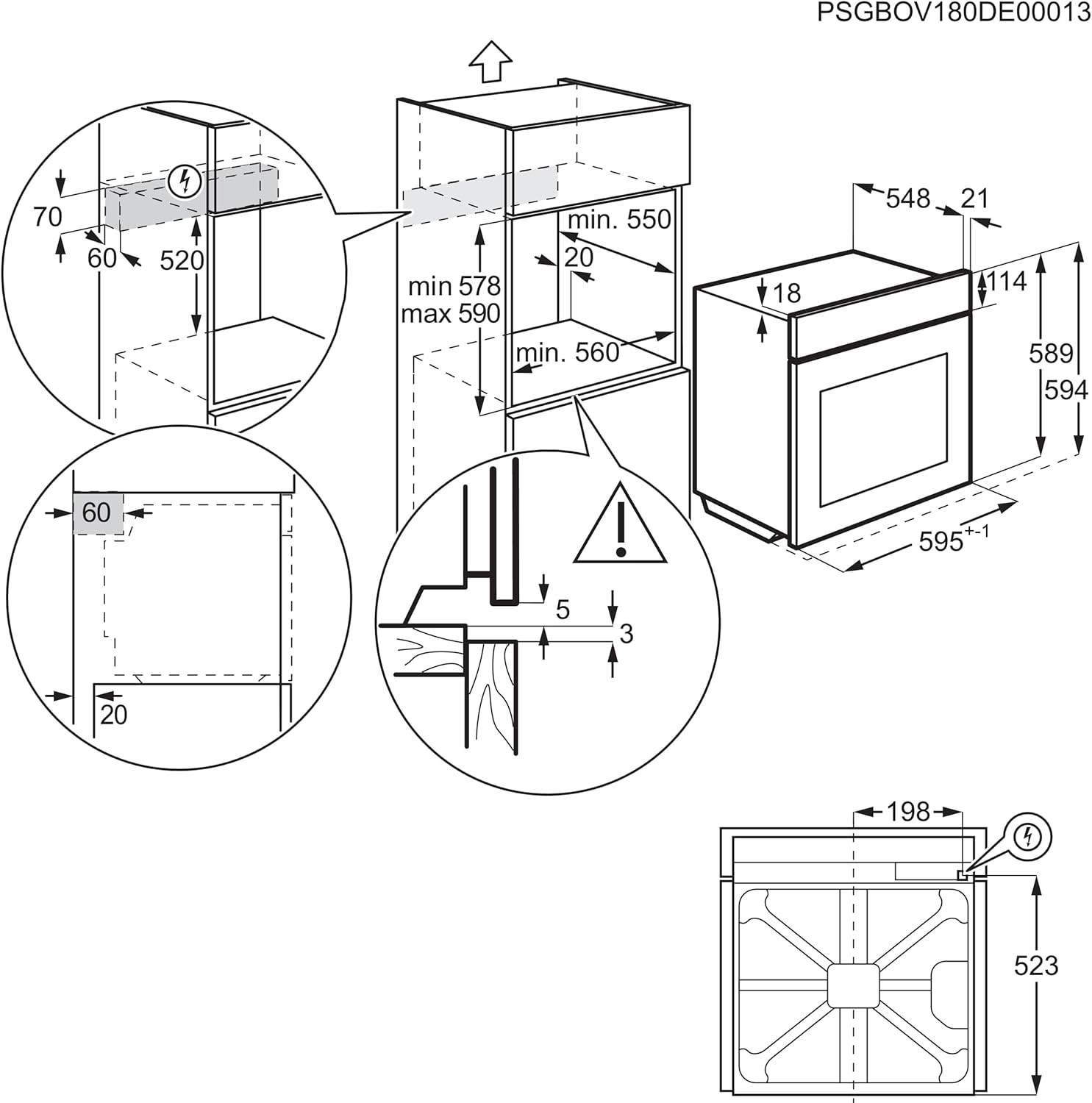 Electrolux - Four encastrable série 5 - blanc - chaleur tournante - OEF5H50V