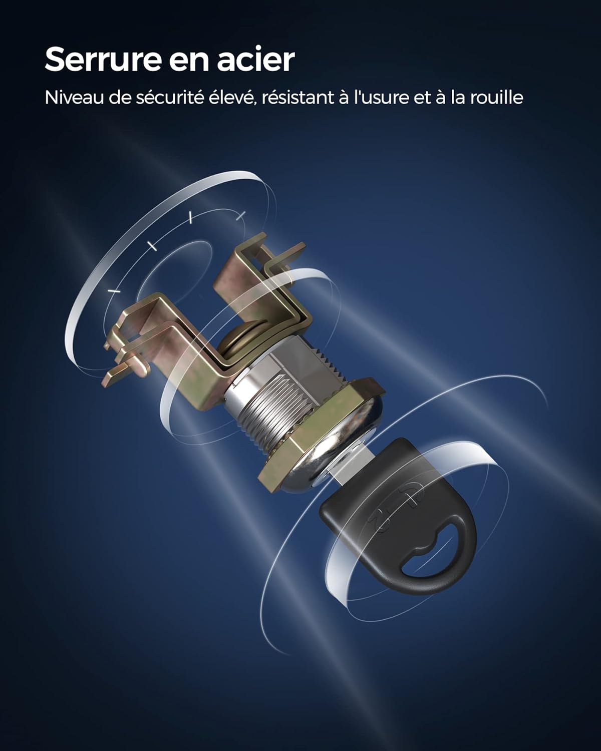 SONGMICS - meuble de rangement acier, 5 niveaux, 40x80x180cm, portes verrouillables, OMC015B01