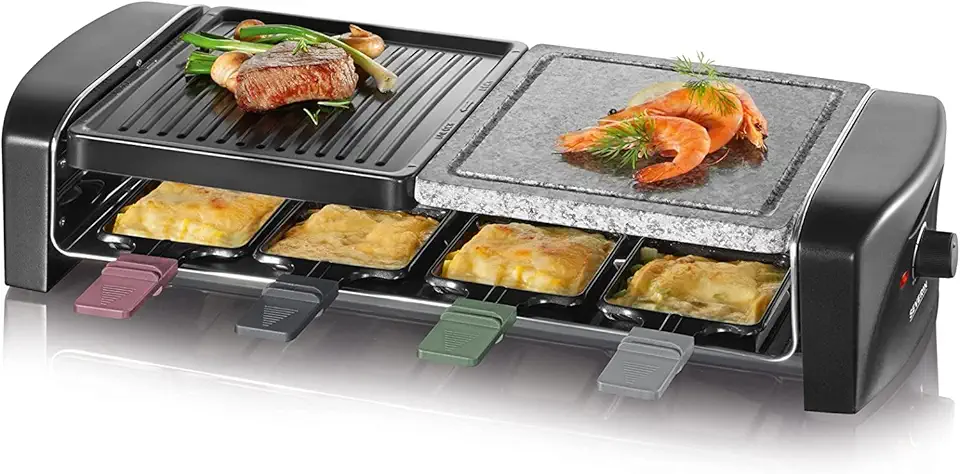 SEVERIN - Raclette 8 personnes - Plaques pierre et fonte, 1400W, RG 9645