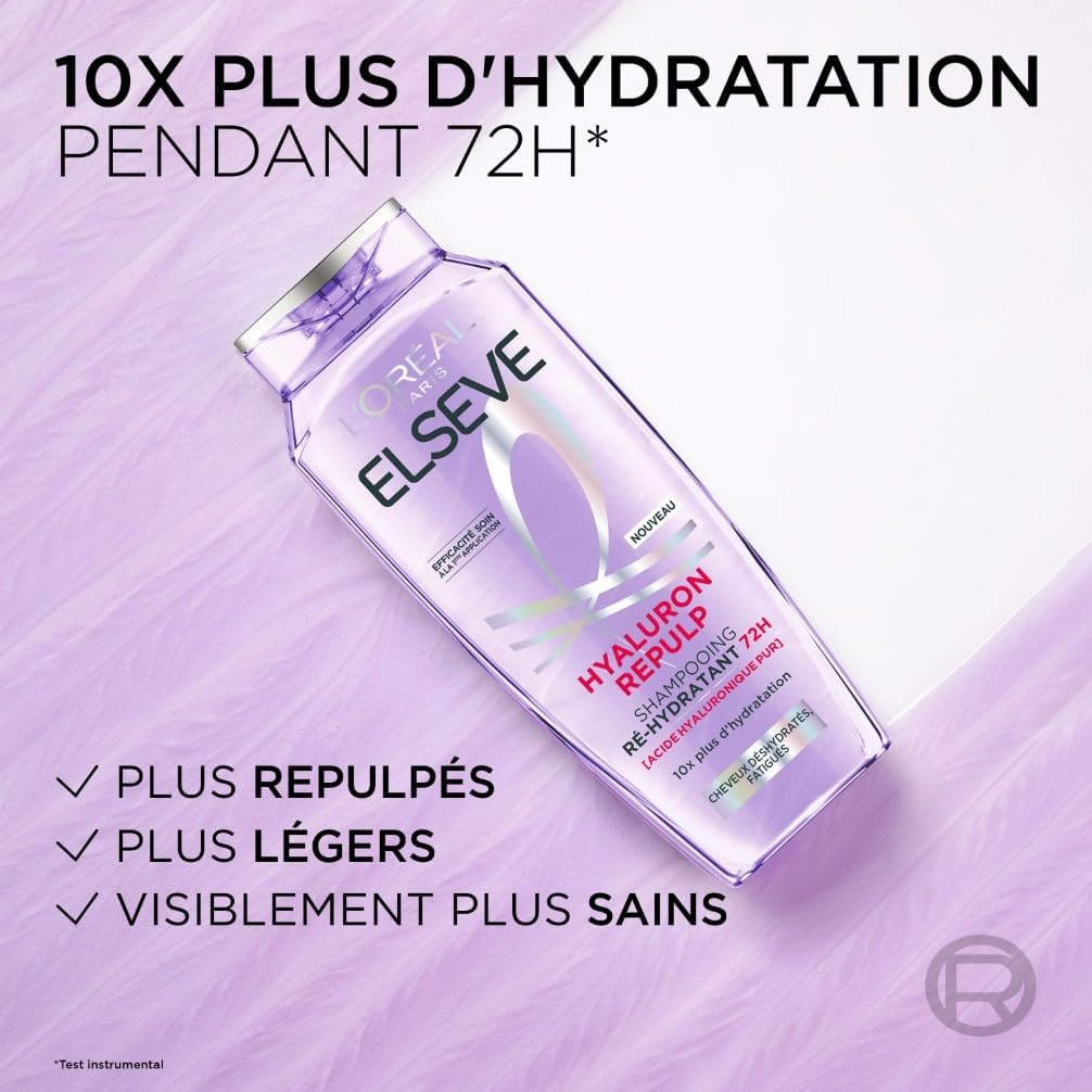 L'Oréal Paris - Elseve Hyaluron Repulp - 300 ml - shampooing hydratant 72h, brillance, acide hyaluronique