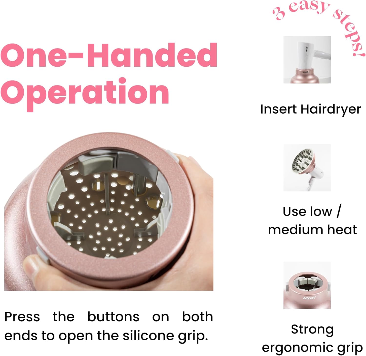 Diffuseur cheveux bouclés - universel 4.4-6.6 cm - robuste, anti-frisottis, or