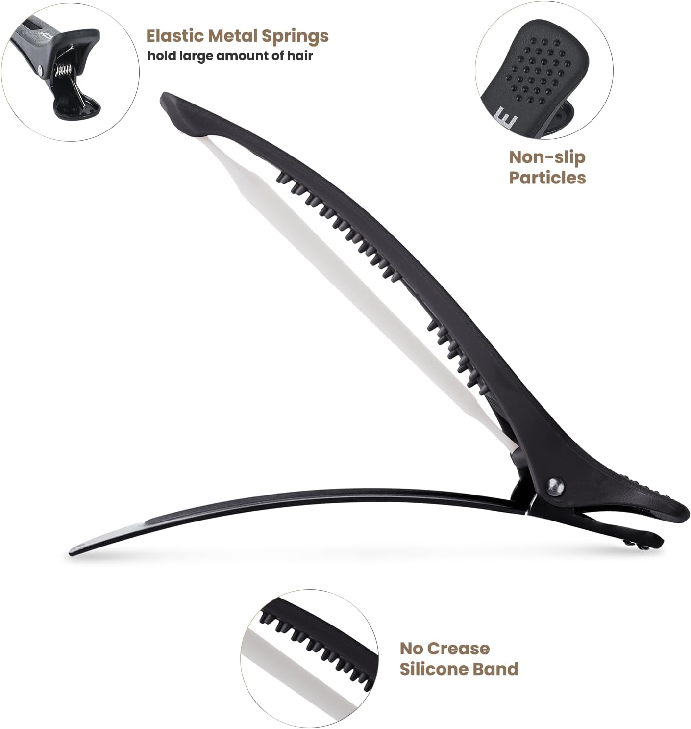 AIMIKE - pinces crocodile coiffeur - lot de 6 - antidérapantes, sans trace