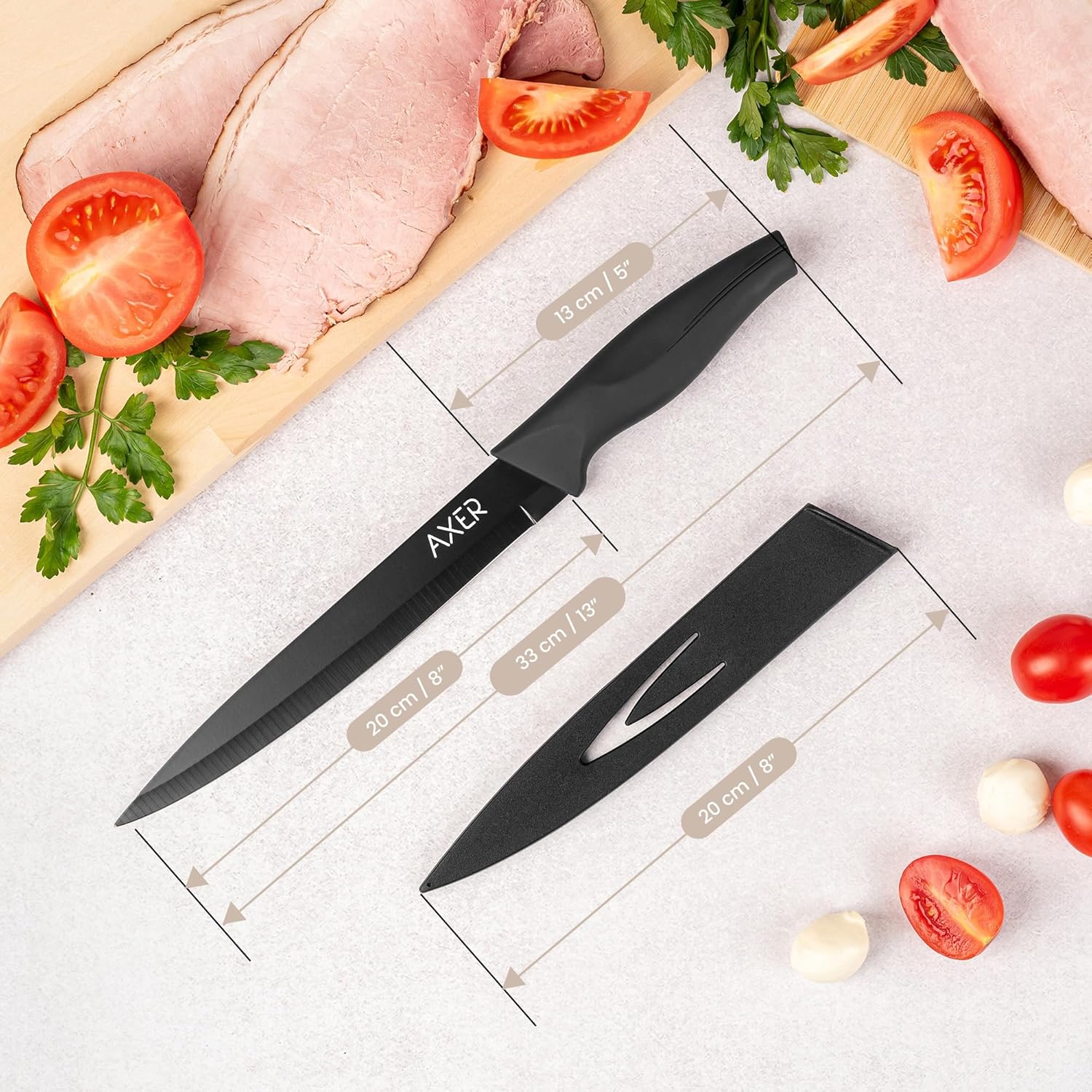 Axer - couteau de cuisine professionnel 20 cm - étui et boîte