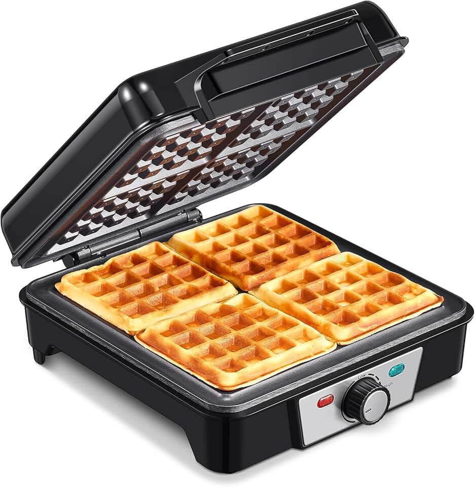 Gaufrier Belge - 1200W - contrôle température 5 vitesses, poignée isolante, lumière cuisson