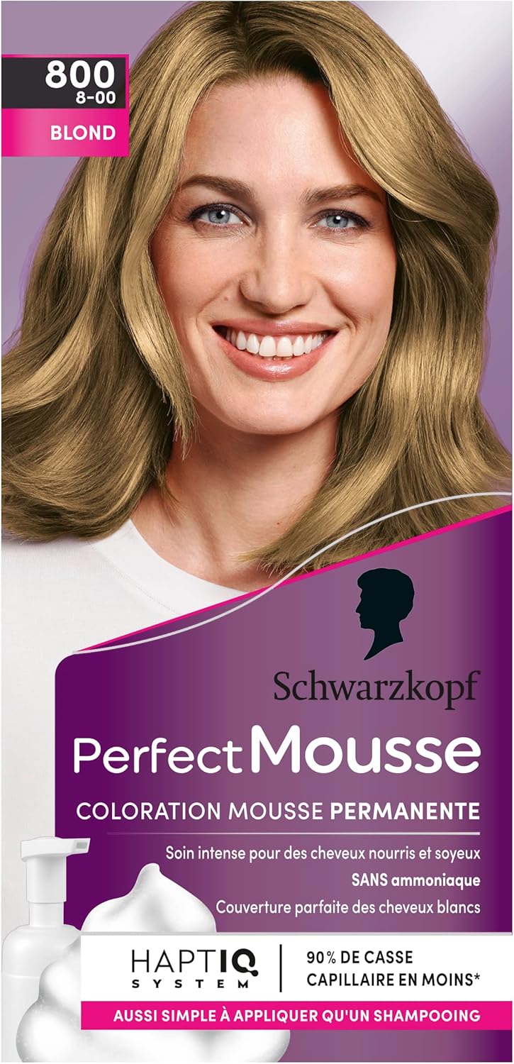 Schwarzkopf - Perfect Mousse - coloration permanente sans ammoniaque - masque soin naturel - Blond 800