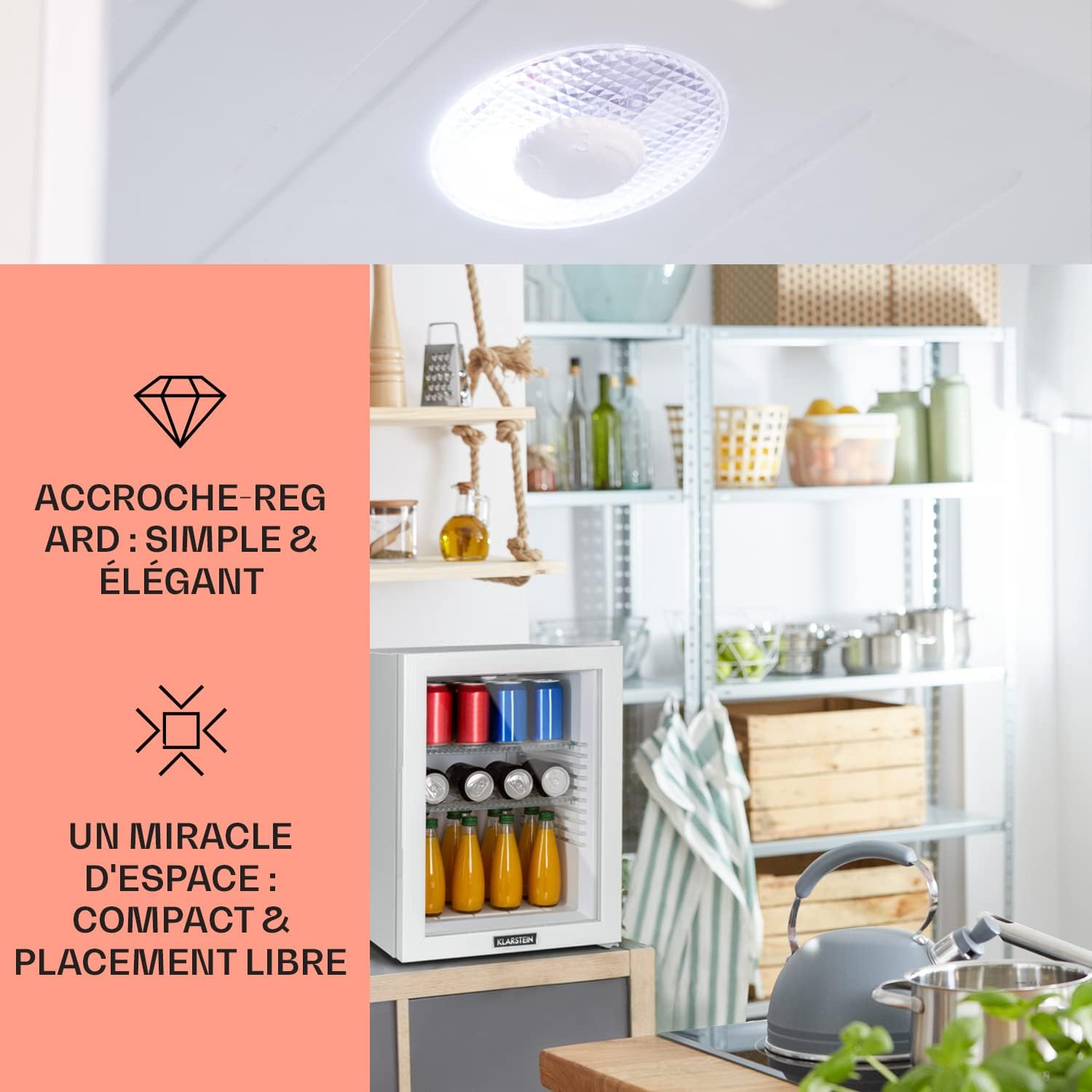 Klarstein - Mini Frigo 42L - étagères réglables, silencieux, 12-18°C