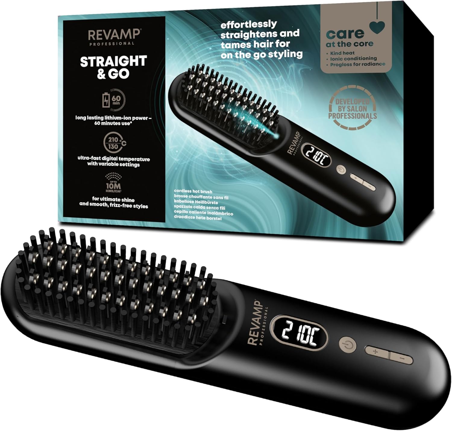REVAMP - Straight & Go - Brosse lissante, ionique, USB-C, 60min