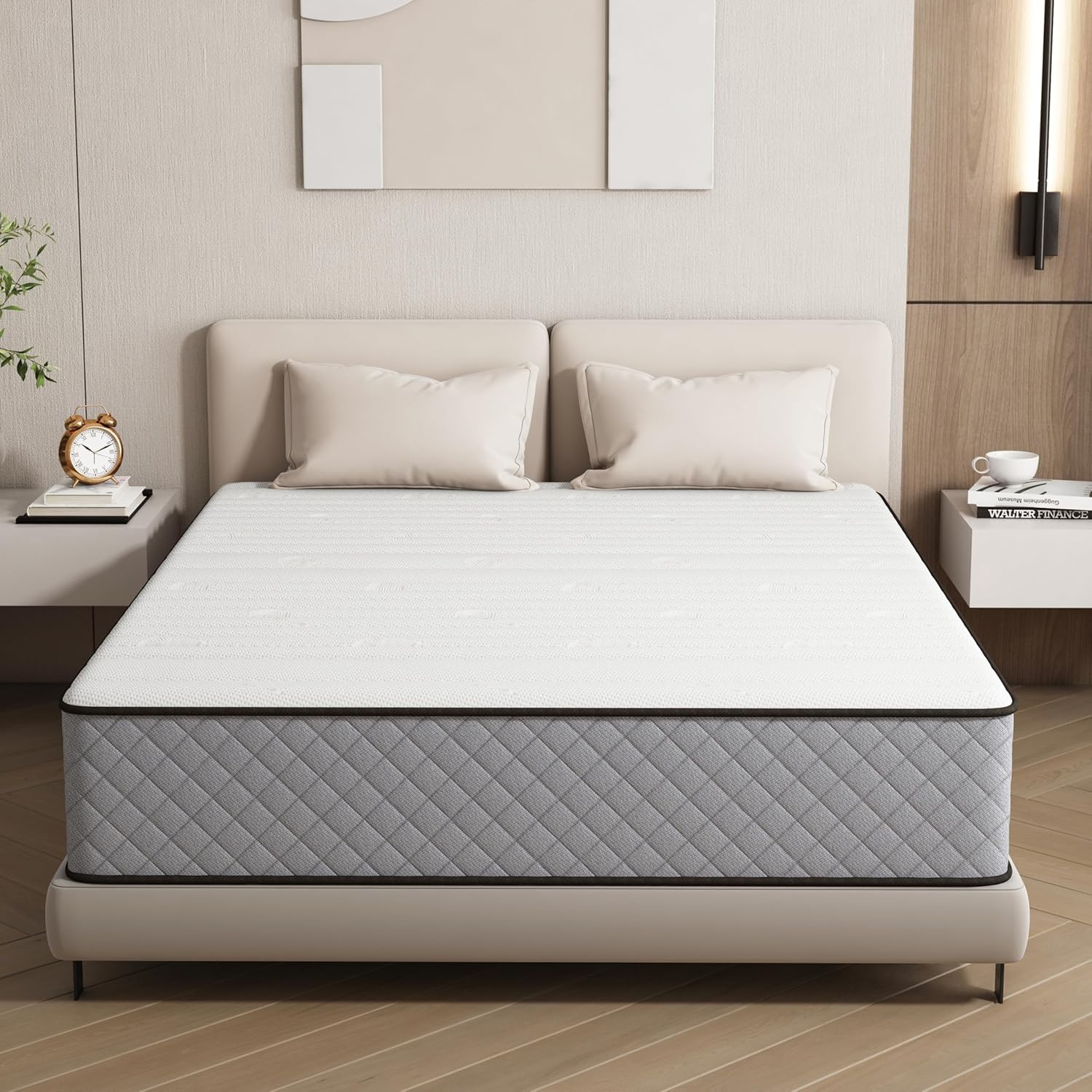 Matelas hybride 160x200cm, mémoire de forme, soutien moyen, 25cm