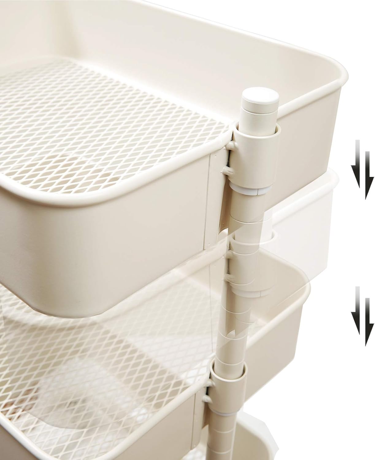 SONGMICS - chariot à 3 niveaux, tablette réglable, mobile, 2 freins, blanc - BSC60WT