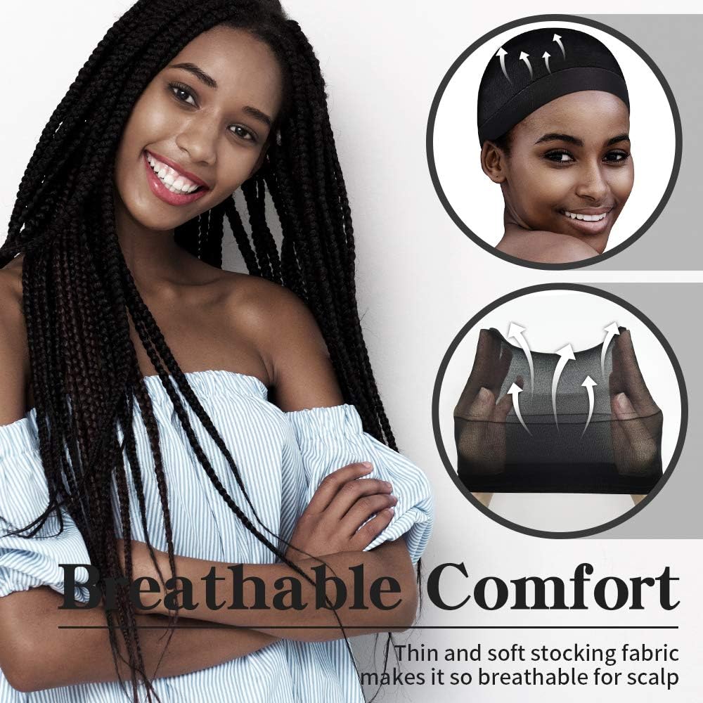 Bonnets de perruque femme – nylon, noir, 12 pièces, confort optimal