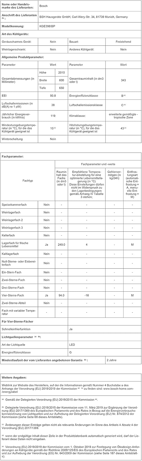 Bosch - Série 6, 201x60 cm, inox anti-trace, combiné KGE398IBP