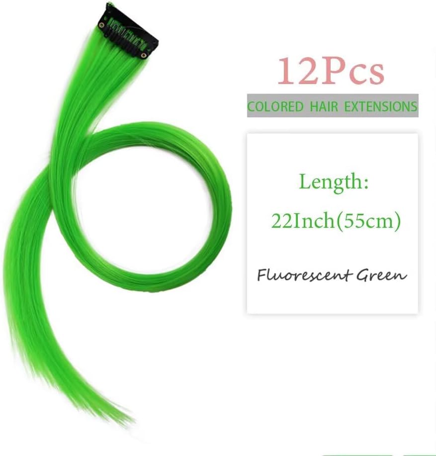 jOOceeBaby - Extensions à clip 55cm - 12 pièces vert néon naturel