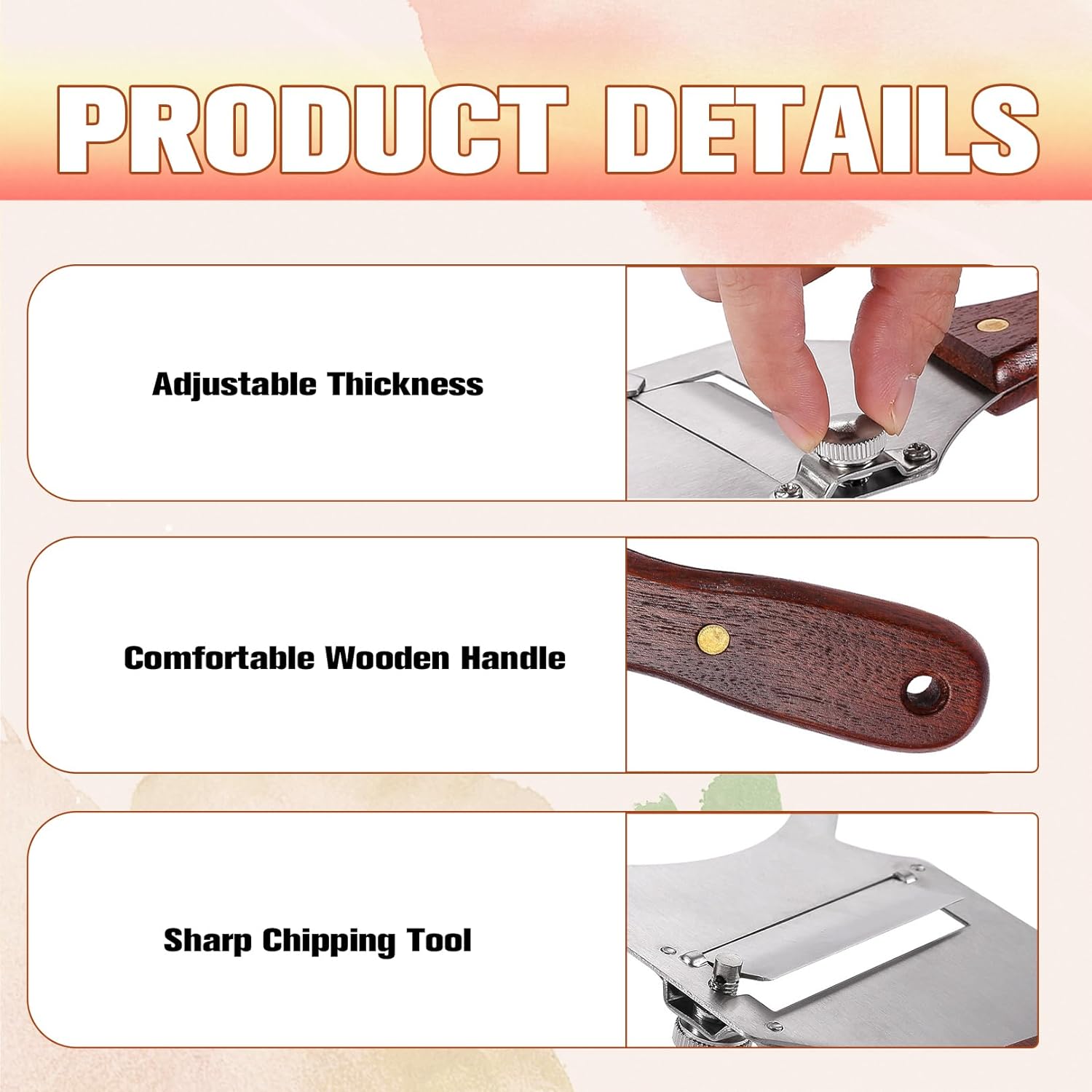 Trancheur de truffes inox poignée bois, réglable, trou suspendu, lame professionnelle