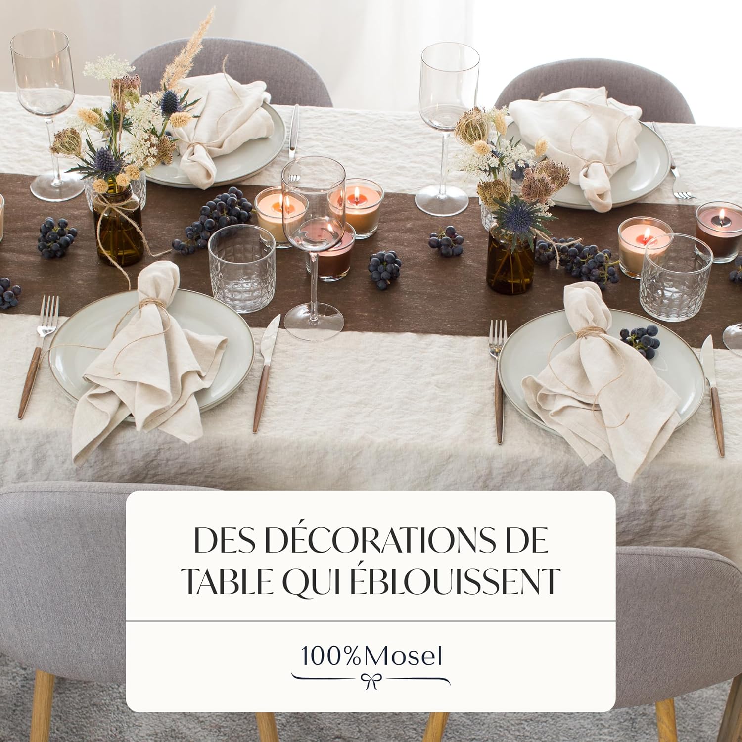 100% Mosel - Vlies Chemin de table - 30x2500cm - non tissé, marron chocolat, décoration élégante