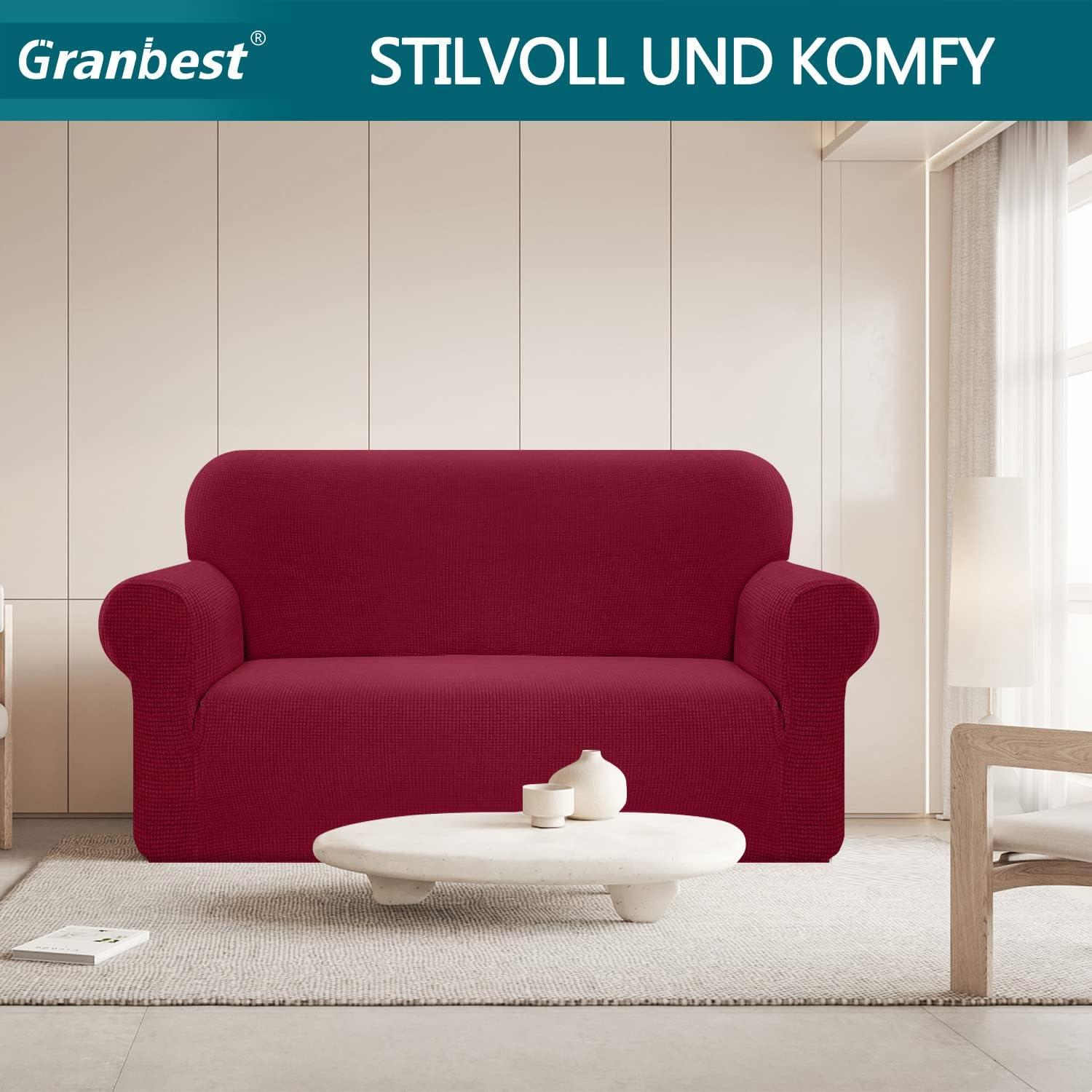 Granbest - housse canapé imperméable 2 places - élastique durable - rouge vineux