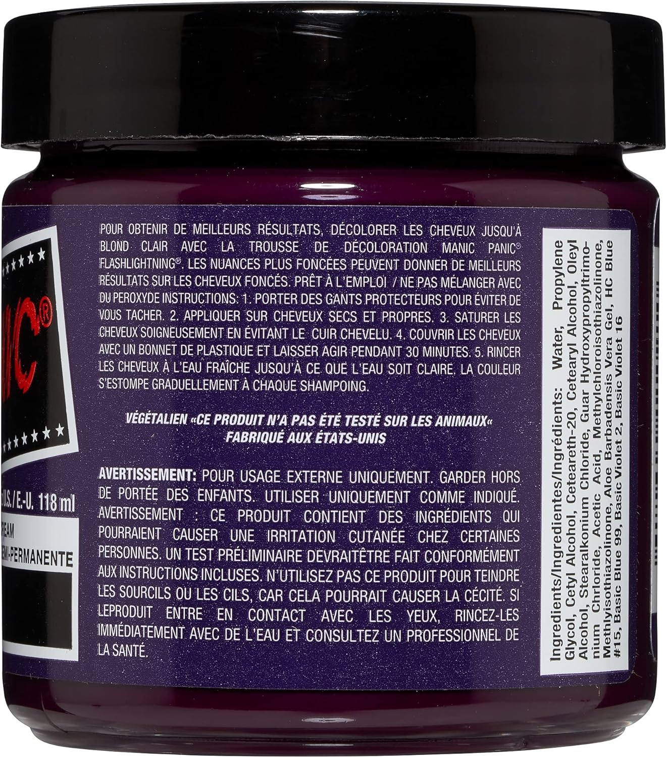 Manic Panic - Classic Coloration semi-permanente 118ml - couleur intense Plum Passion