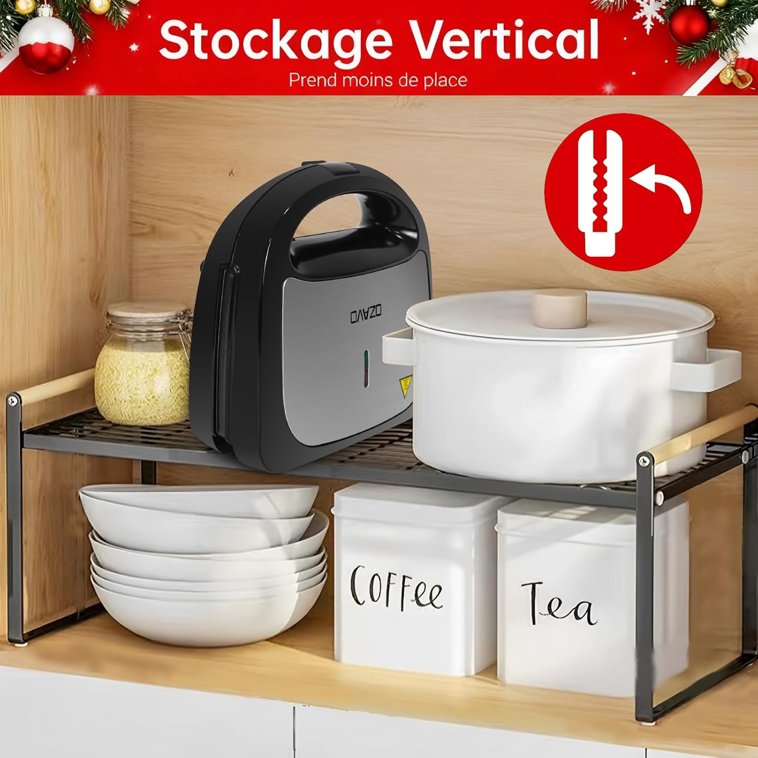 Appareil à Croque Monsieur 3 en 1 - 750W - plaques interchangeables antiadhésives - compact