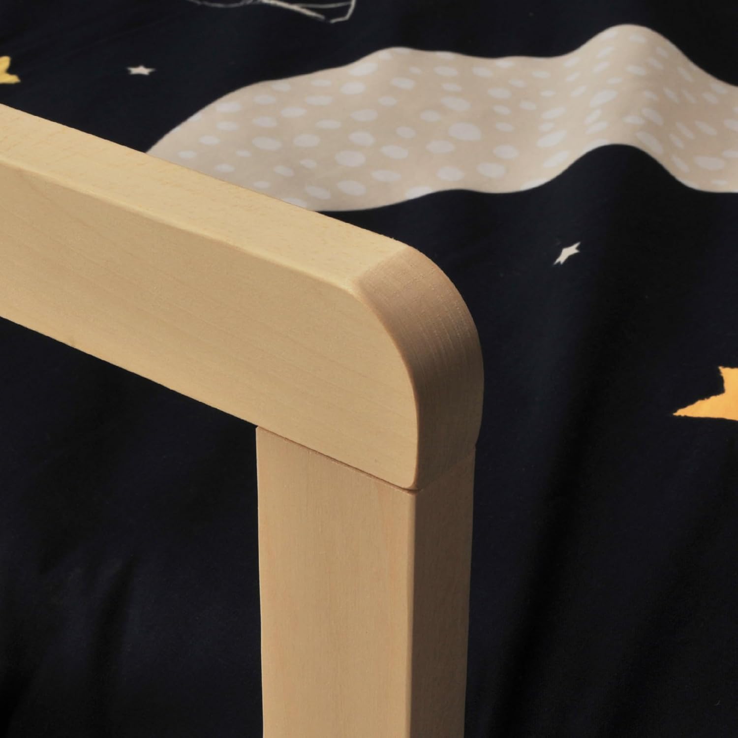 Weber - Lit Pilou - 90x190 cm - sommier inclus, blanc et bois