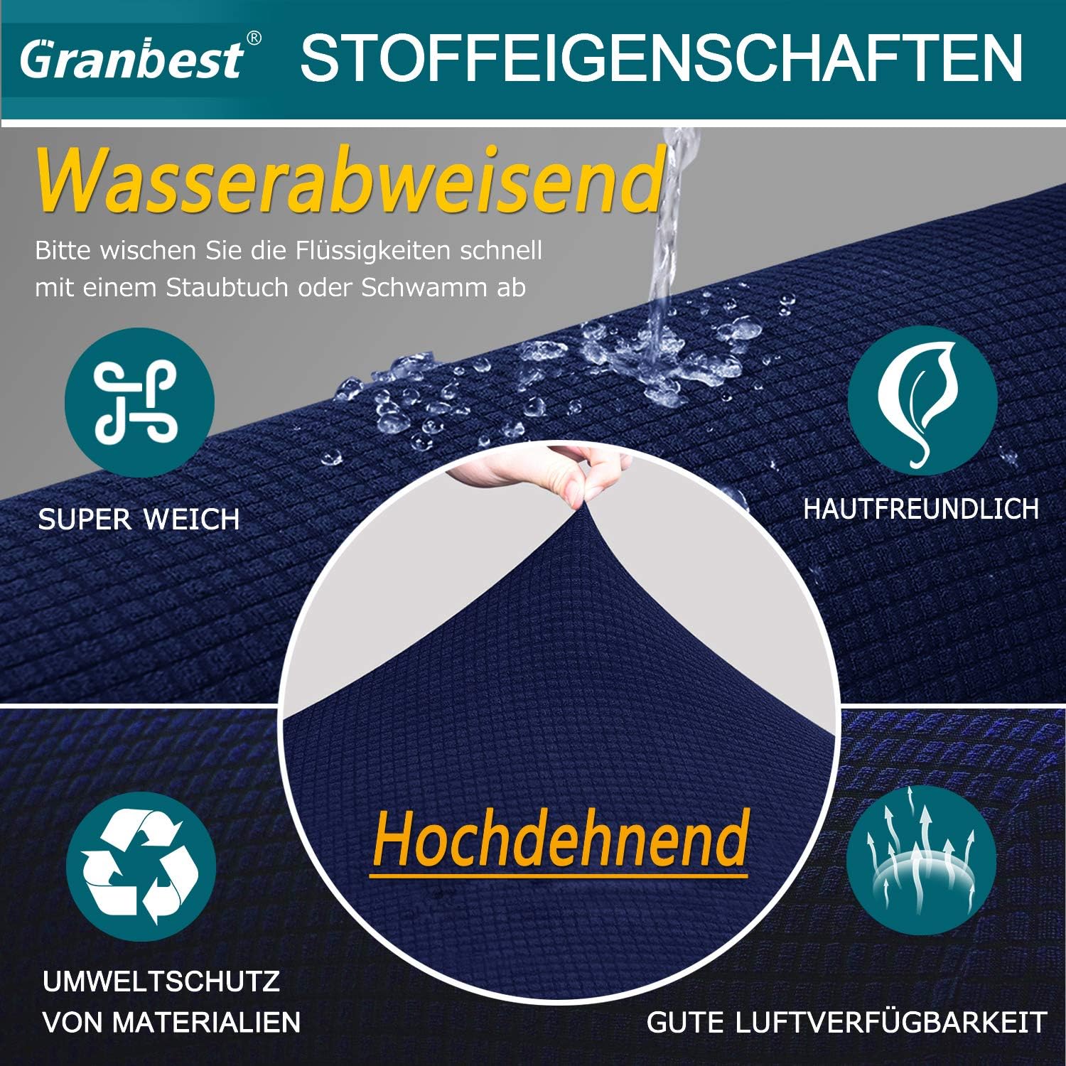 Granbest - housse canapé Jacquard stretch imperméable 2 places mousse antidérapante