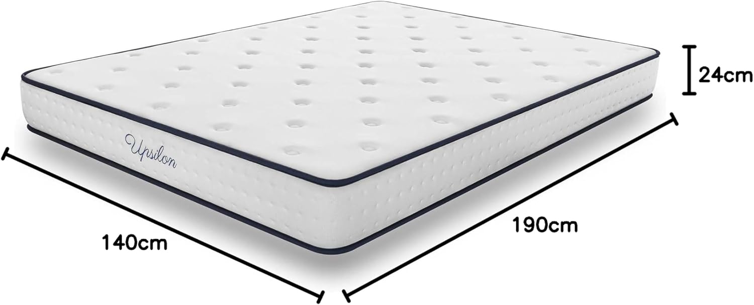 COSMOS - Upsilon - matelas 140x190, mémoire de forme, 24cm, mi-ferme, 7 zones, hypoallergénique