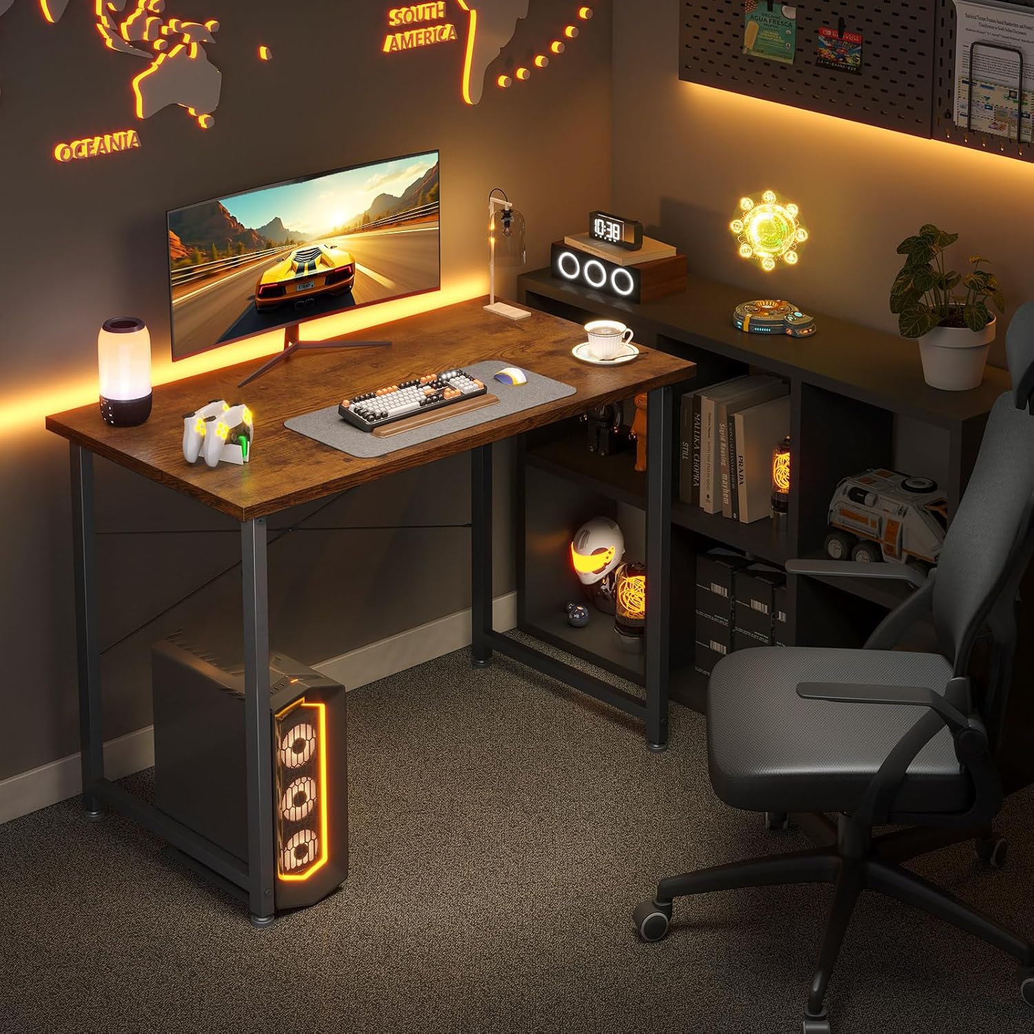 ODK - Petit bureau informatique - 80x40cm - compact, chambre, marron