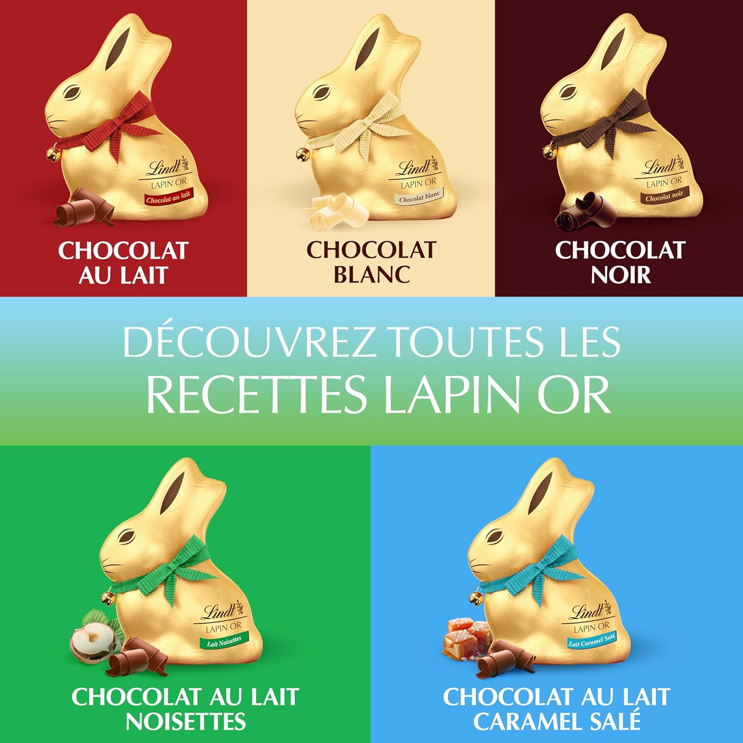 Lindt - Mini-moulages Lapin Or - 5x10g - Chocolat au lait, spécial Pâques