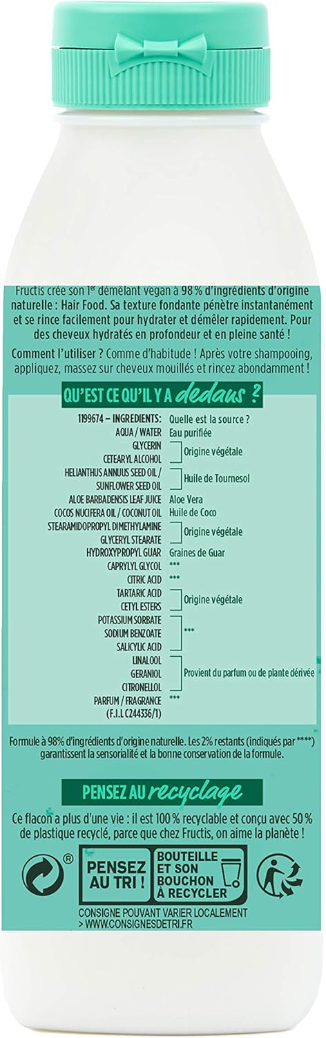 Garnier - Fructis Hair Food Soin Démêlant - 350ml x3 - hydratant aloe vera cheveux secs