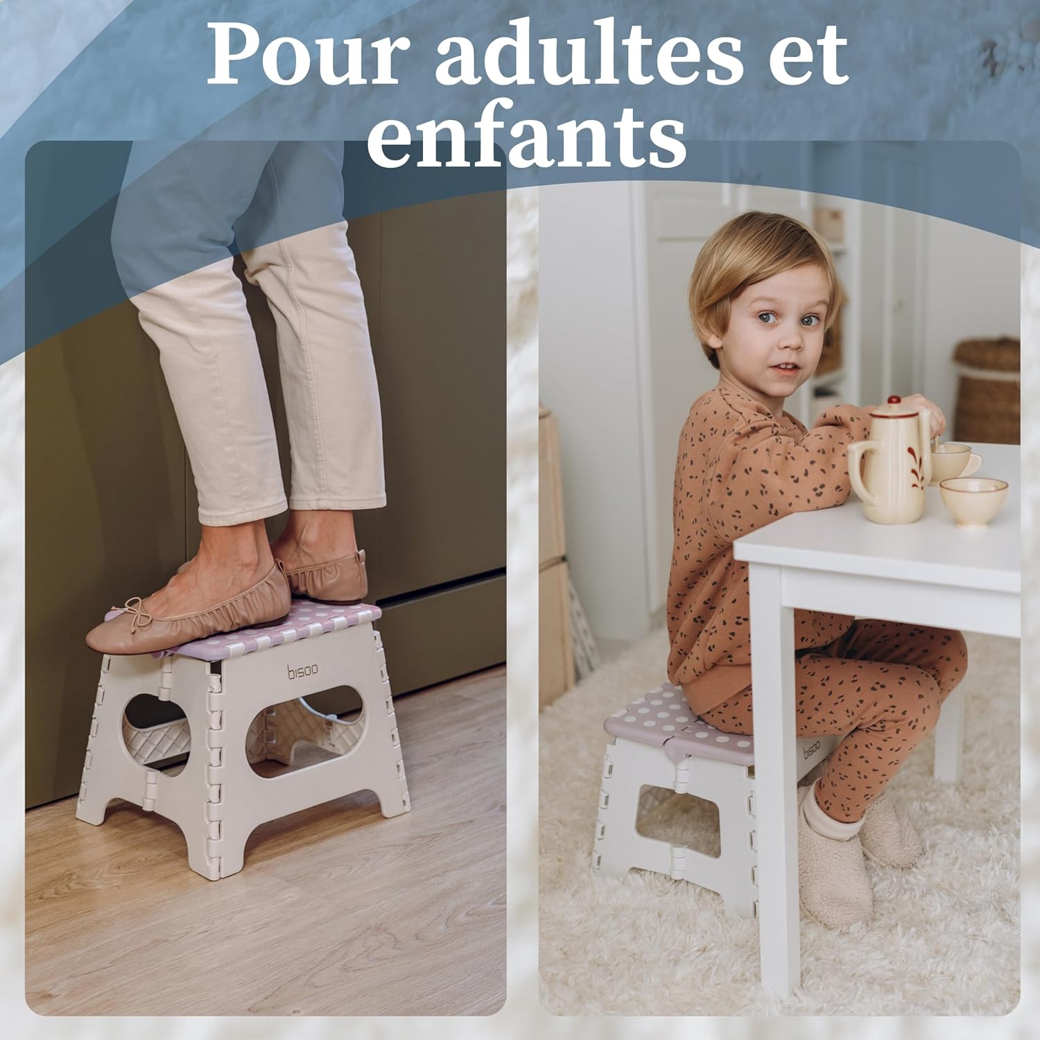 Bisoo - Tabouret pliable enfant, 22cm, portable WC/bain, lilas