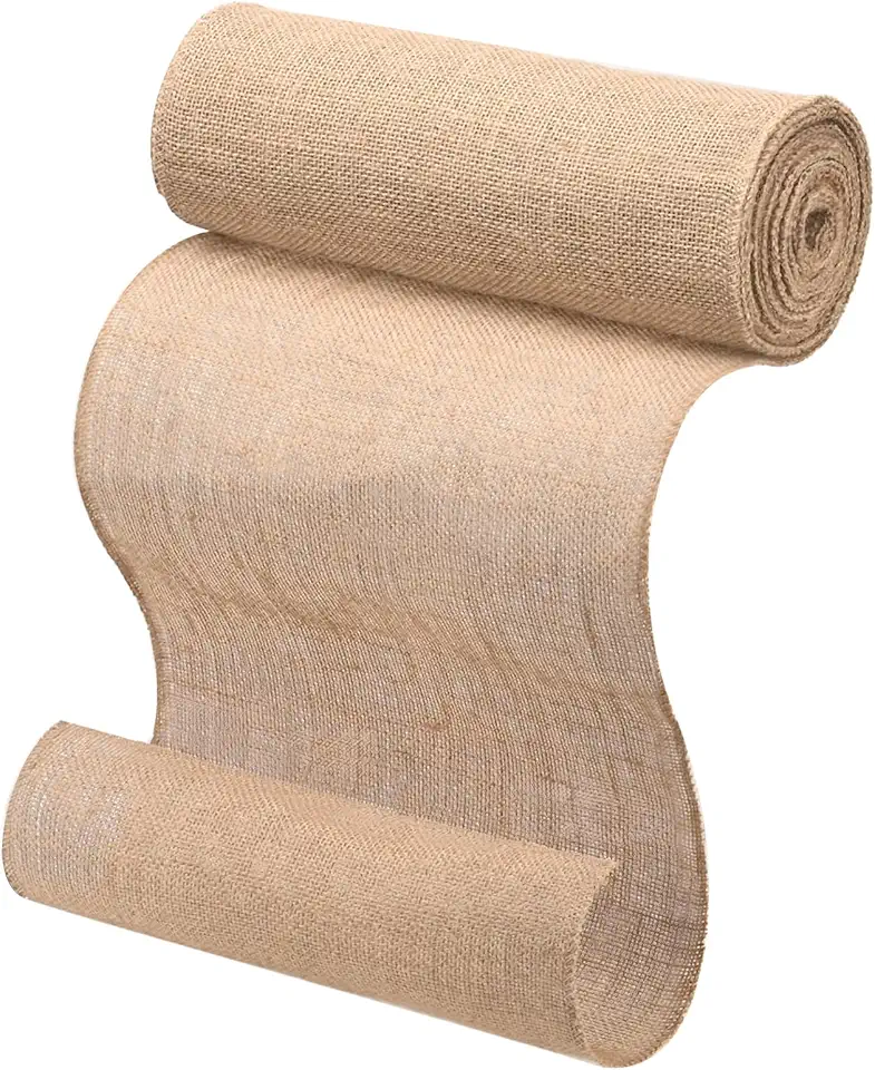Nappe en jute - chemin de table - 30x1000 cm - coton et lin, bords cousus