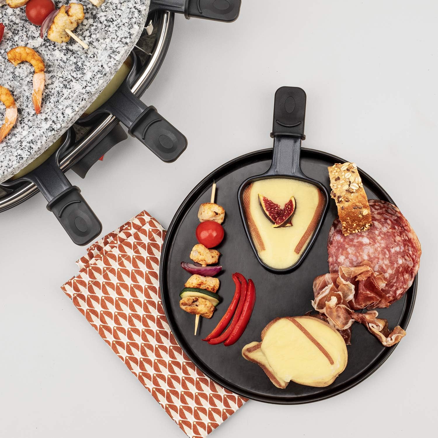 H.Koenig - RP85 - appareil à raclette 8 pers, pierre/gril/fondue, plaque amovible