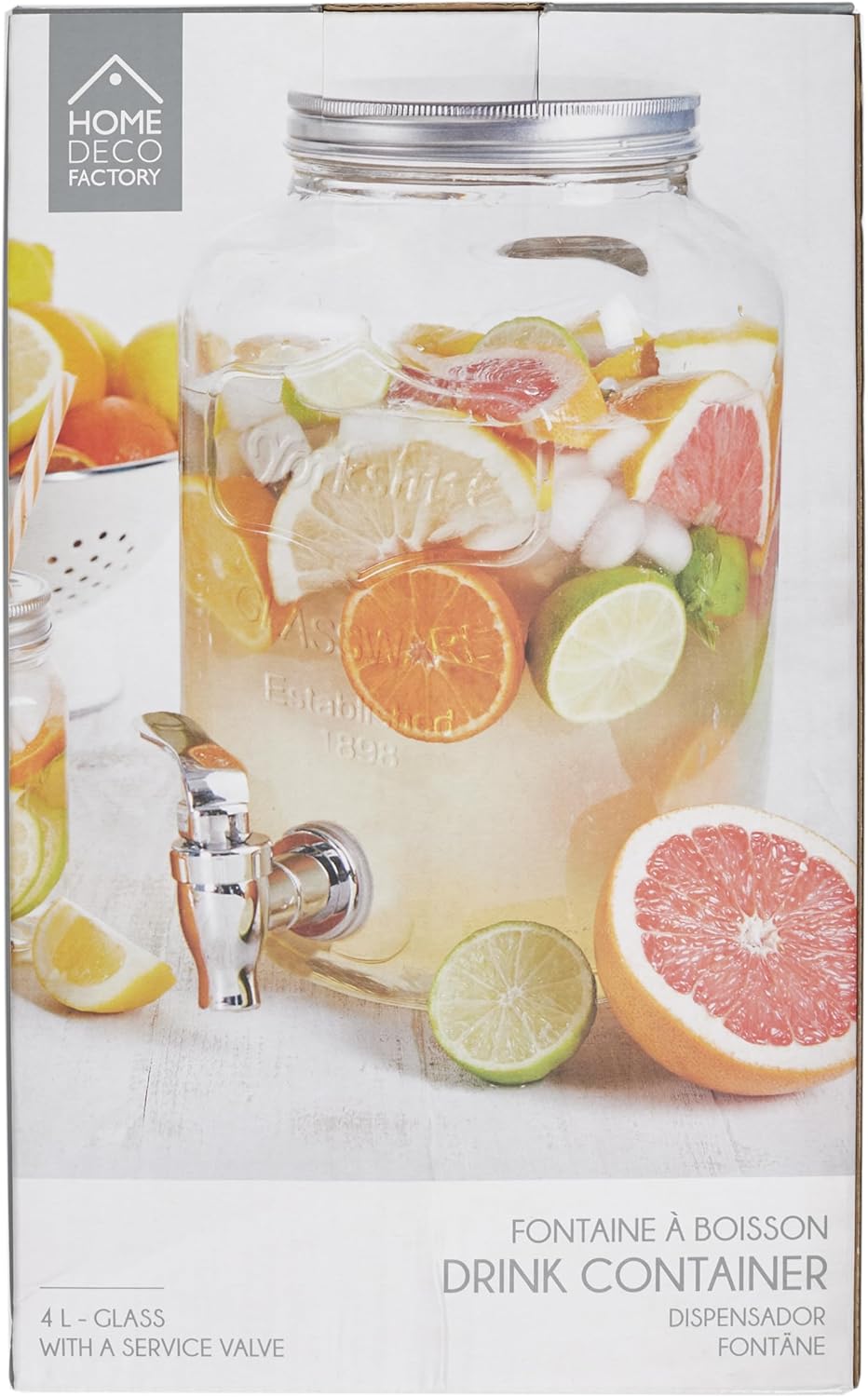 HOME DECO FACTORY - fontaine verre 4L robinet couvercle inclus KV7169