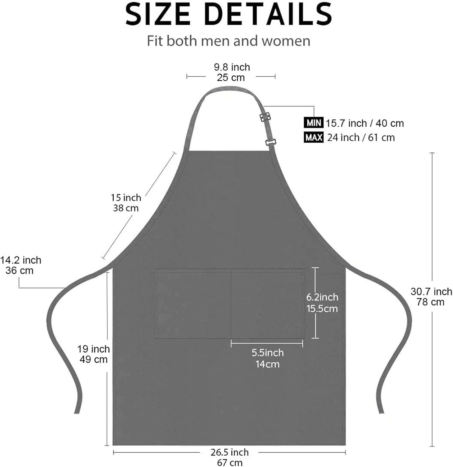 atopo - Chef Tabliers 4 pack - gris - 2 poches, étanche, réglable
