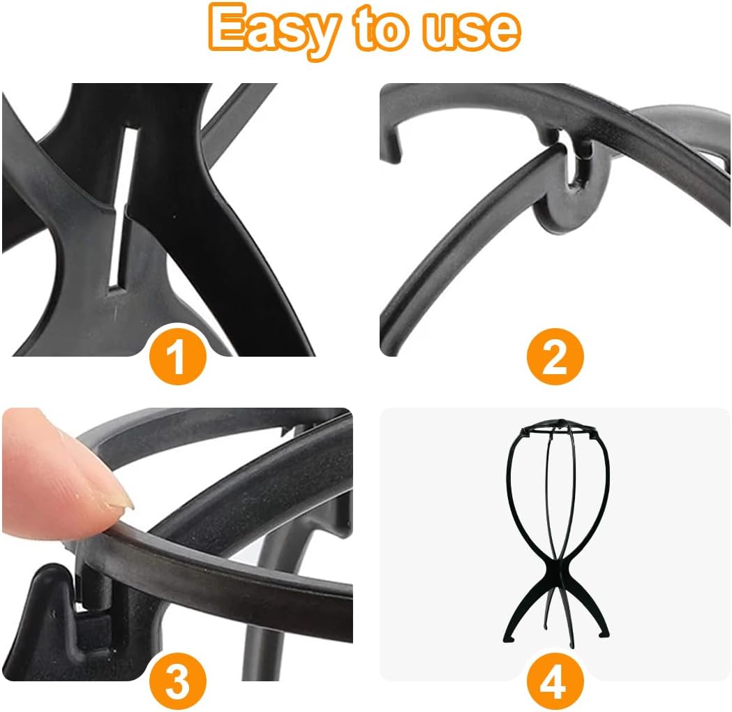 XPEX - Wig Cap 2 pièces - plastique noir - support perruque portable